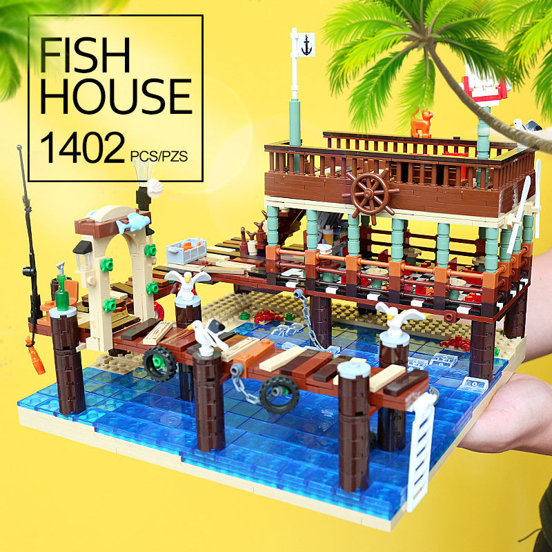 Block Bricks Old Fishing House Series Toys For Kids