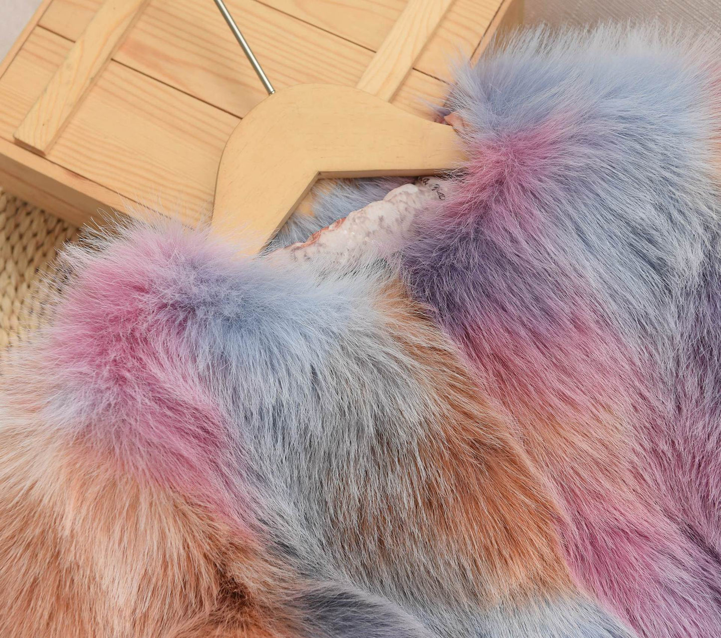 Color Contrast fur coat for girls